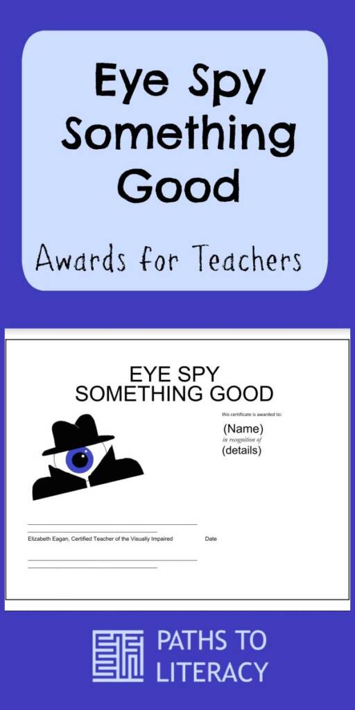 Collage of Eye Spy Something Good: Awards for Teachers
