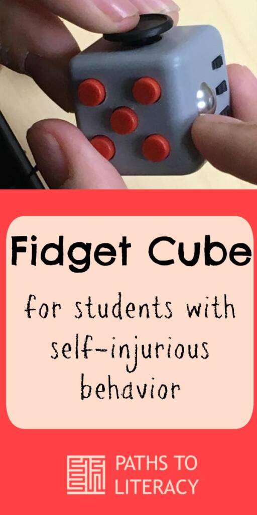 Collage of fidget cube for students with self-injurious behavior