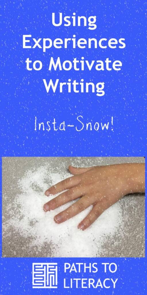 Collage of using experiences to motivate writing: insta-snow