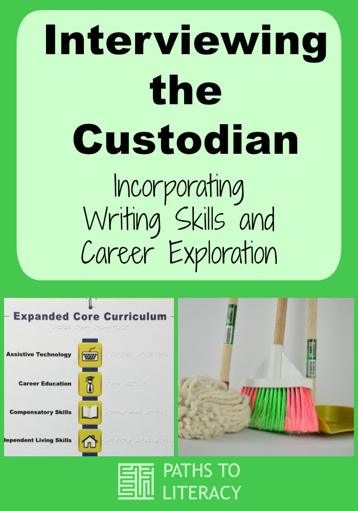 Collage of interviewing the custodian: incorporating writing skills and career exploration