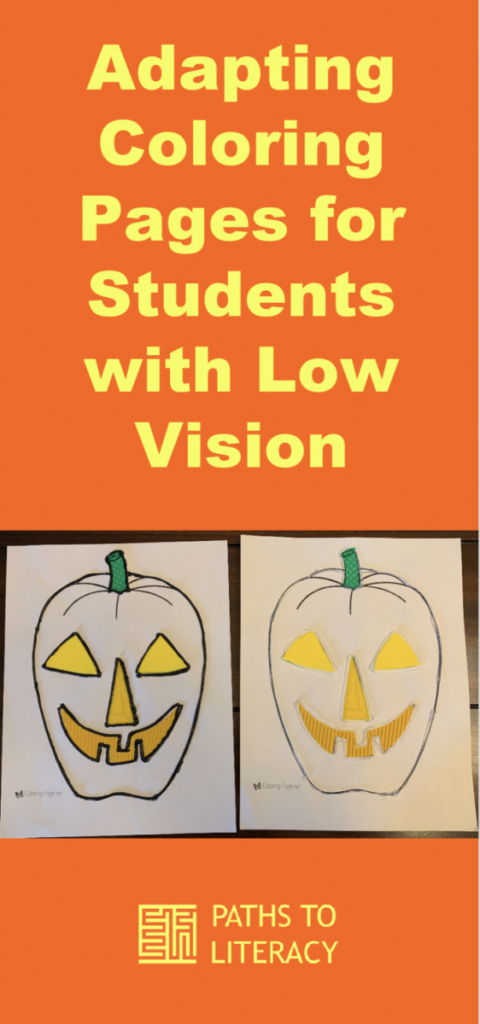 Collage of adapting coloring pages for students with low vision