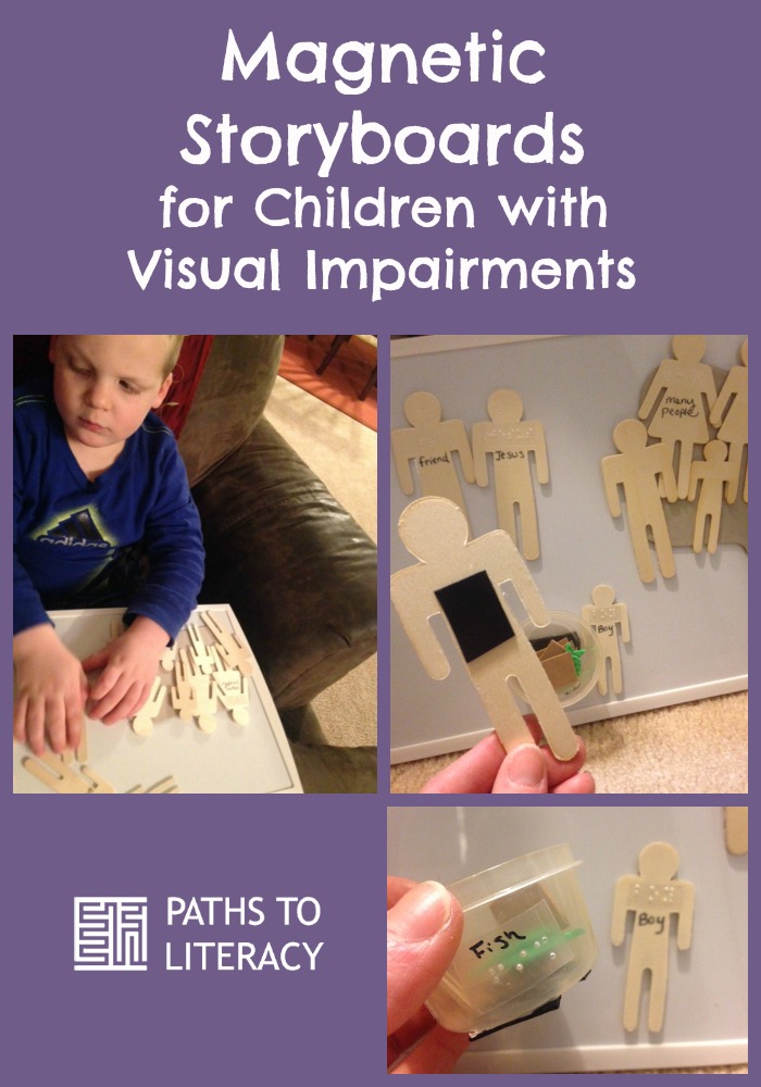 Collage of magnetic storyboards for children with visual impairments