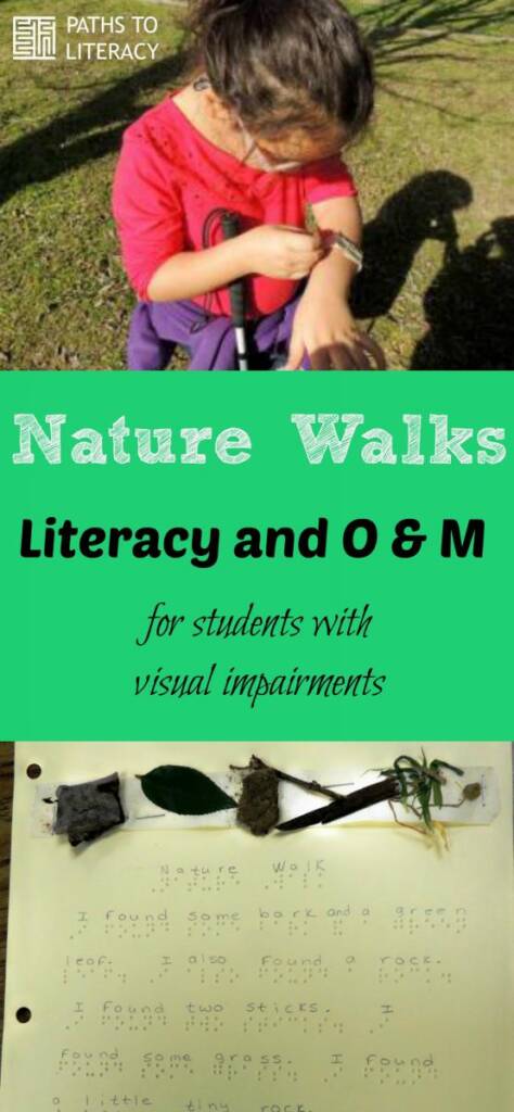 Collage of Nature Walks: Literacy and O&M for students with visual impairments