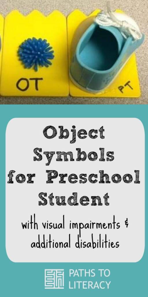 Collage of object symbols for preschool student with visual impairments and additional disabilities