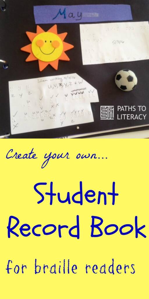 Collage of create your own student record book for braille readers