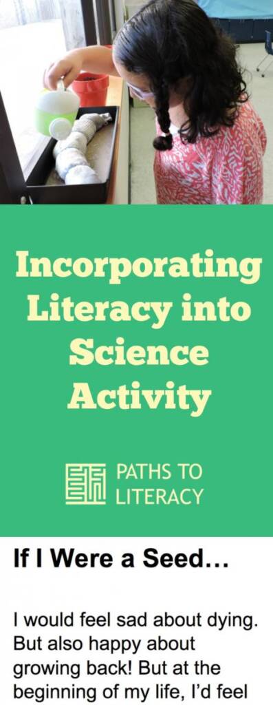 Collage of incorporating literacy into science activity