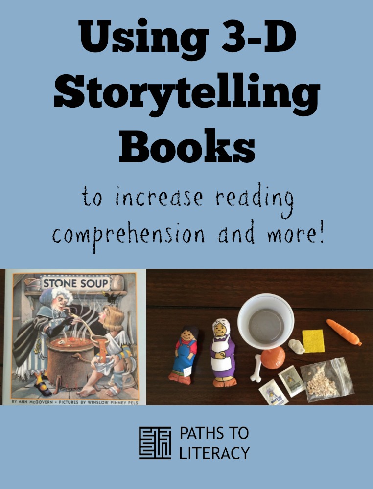 Collage of Using 3-D Storytelling Books to increase reading comprehension and more