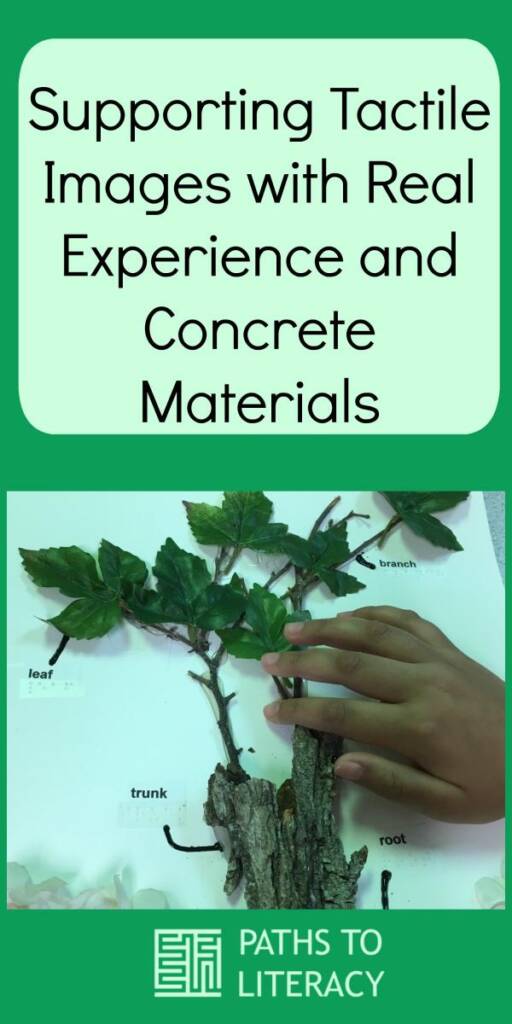 Collage of supporting tactile images with real experience and concrete materials