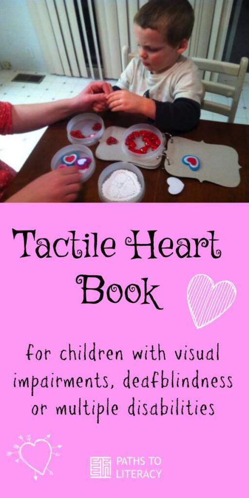 Collage of tactile heart book for children with visual impairments, deafblindness or multiple disabilities