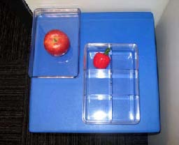 Alphabox showing an apple in the position of dot 1 in a braille cell