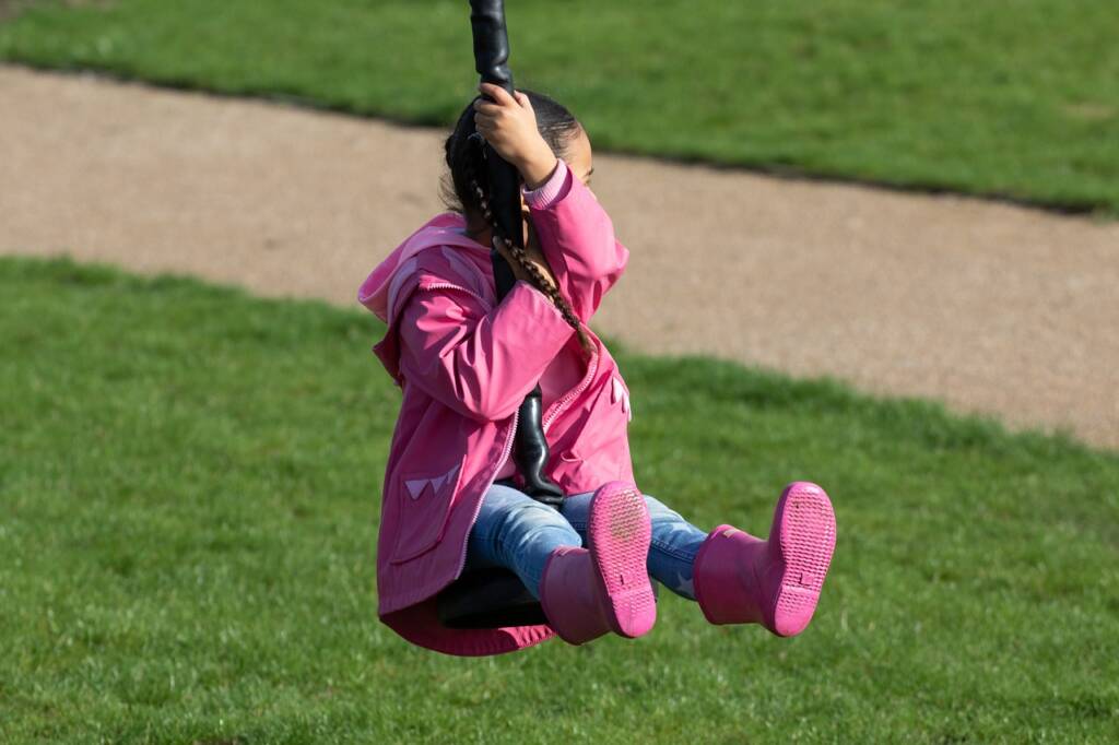 A girl sitting on a swing