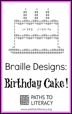 Collage of birthday cake braille design