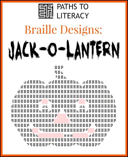 Collage of braille design of jack-o-lantern