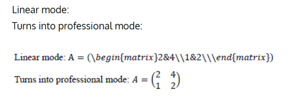 Linear mode:
Turns into professional mode: problem example.
