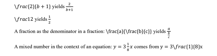 An example for a fraction with a denominator in a fraction and a mixed number in the context of an equation.