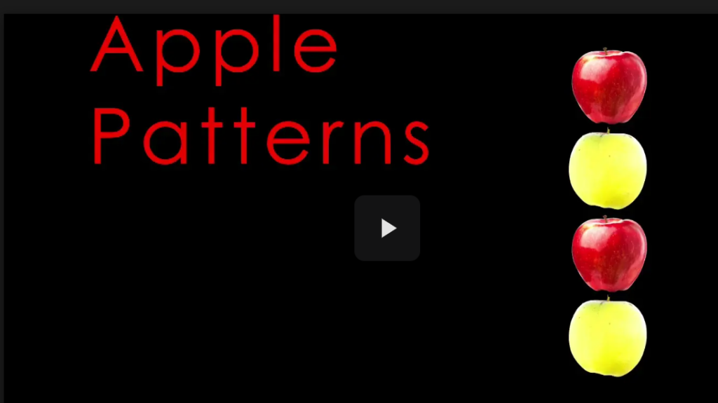 Apples patterns cover page for the CVI book nook movie. 