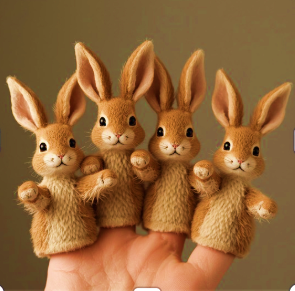 Four bunny finger puppets.