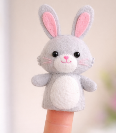 One gray finger puppet. 