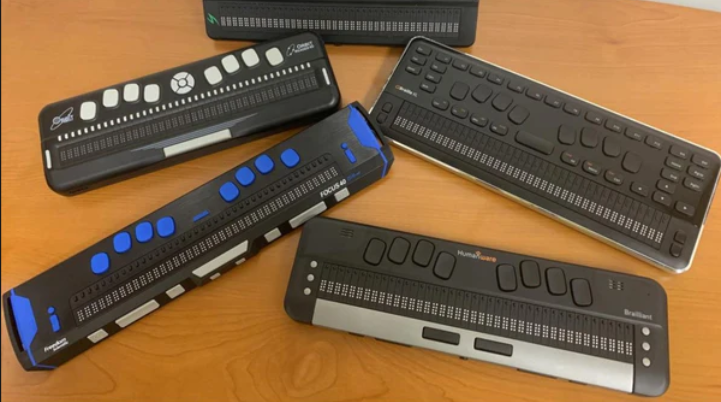 A variety if braille keyboards.