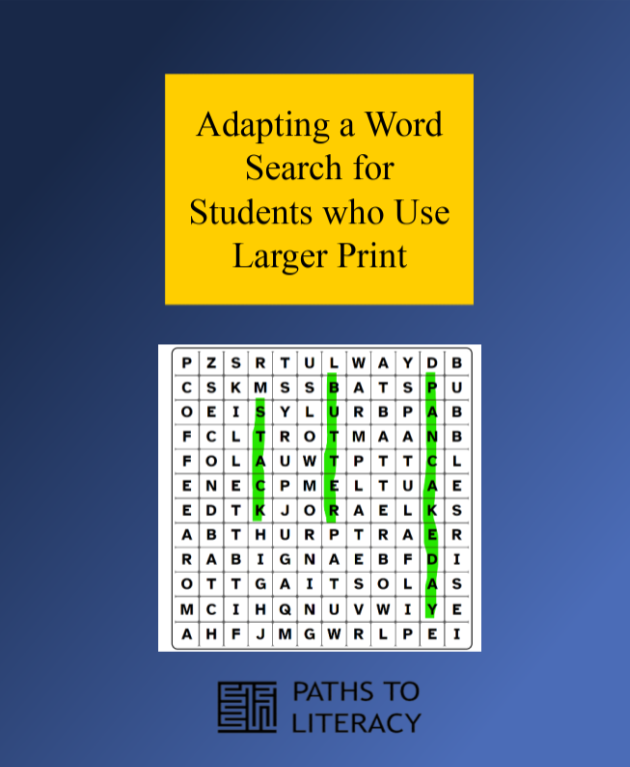Adapting a word search pin.