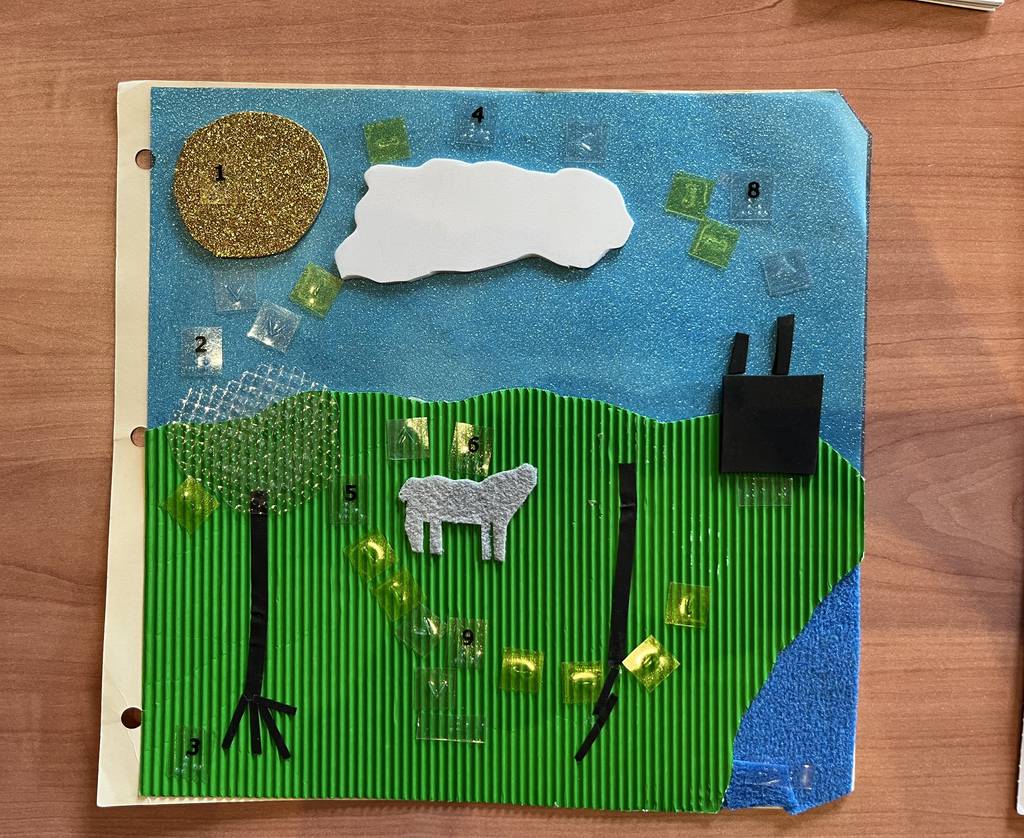 A tactile outdoor scene that labeled a rain cycle.